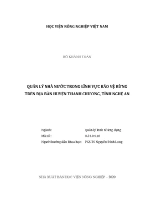 Quản lý nhà nước trong lĩnh vực bảo vệ rừng trên địa bàn huyện thanh chương tỉnh nghệ an