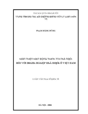 Luận văn hoàn thiện hoạt động thanh tra nhà nước đối với doanh nghiệp nhà nước ở việt nam
