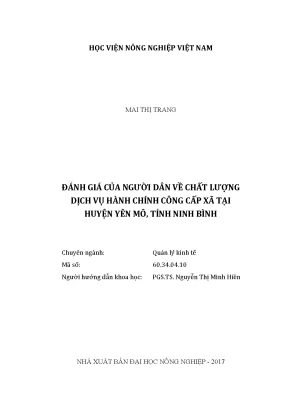 Luận văn đánh giá của người dân về chất lượng dịch vụ hành chính công cấp xã tại huyện yên mô tỉnh ninh bình
