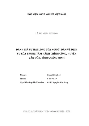 Đánh giá sự hài lòng của người dân về dịch vụ của trung tâm hành chính công huyện vân đồn tỉnh quảng ninh