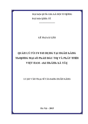 Luận văn quản lý rủi ro tín dụng tại ngân hàng thương mại cổ phần đầu tư và phát triển việt nam chi nhánh hà tây