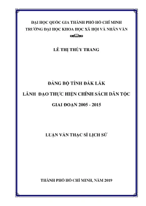 Đảng bộ tỉnh đắk lắk lãnh đạo thực hiện chính sách dân tộc giai đoạn 2005 2015
