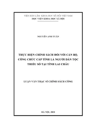 Luận văn thực hiện chính sách đối với cán bộ công chức cấp tỉnh là người dân tộc thiểu số tại tỉnh lai châu