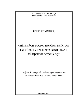Luận văn chính sách lương thưởng phúc lợi tại công ty tnhh mtv kinh doanh và dịch vụ ô tô hà nội