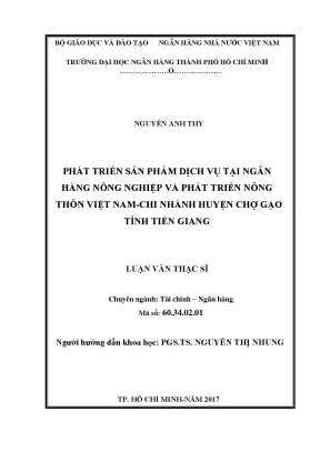 Tài liệu phát triển sản phẩm dịch vụ tại ngân hàng nông