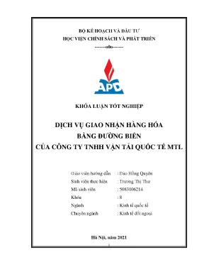Luận văn dịch vụ giao nhận hàng hóa bằng đường biển của công ty tnhh vận tải quốc tế mt