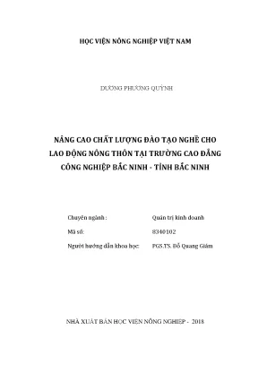 Luận văn nâng cao chất lượng đào tạo nghề cho lao động nông thôn tại trường cao đẳng công nghiệp bắc ninh tỉnh bắc ninh