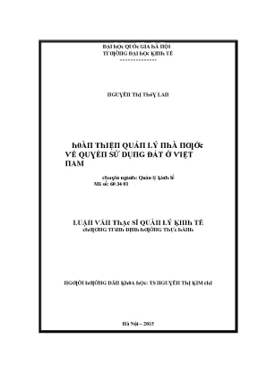Luận văn hoàn thiện quản lý nhà nước về quyền sử dụng đất ở việt nam