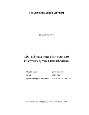 Luận văn đánh giá hoạt động của trung tâm phát triển quỹ đất tỉnh bắc giang