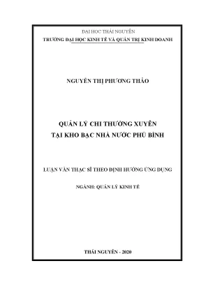 Luận văn quản lý kinh tế quản lý chi thường xuyên tại kho bạc nhà nước phú bình