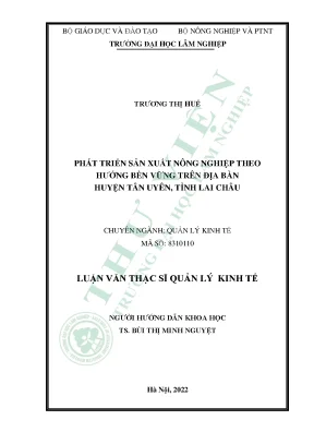 Phát triển sản xuất nông nghiệp theo hướng bền vững trên địa bàn huyện tân uyên tỉnh lai châu