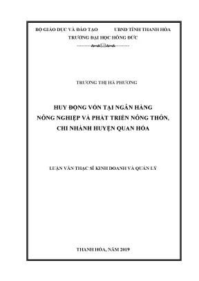 Huy động vốn tại ngân hàng nông nghiệp và phát triển nông thôn chi nhánh huyện quan hóa