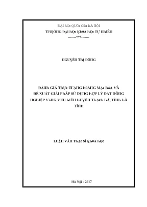 Luận văn thạc sĩ đánh giá thực trạng hoang mạc hóa và đề xuất giải pháp sử dụng hợp lý đất nông nghiệp vùng ven biển huyện thạch hà tỉnh hà tĩnh vnu lvts003