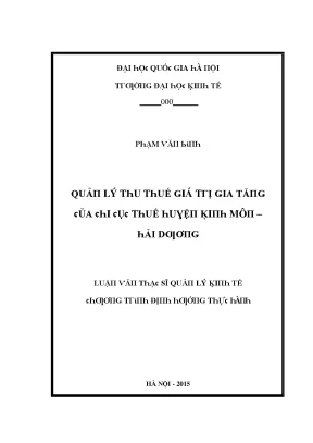 Luận văn quản lý thu thuế giá trị gia tăng của chi cục thuế huyện kinh môn hải dương