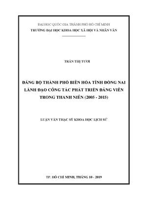 Đảng bộ thành phố biên hòa tỉnh đồng nai lãnh đạo công tác phát triển đảng viên trong thanh niên 2005 2015