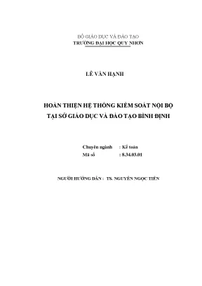 Luận văn hoàn thiện hệ thống kiểm soát nội bộ tại sở giáo dục và đào tạo bình định