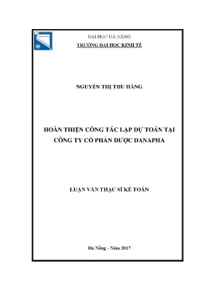 Luận văn hoàn thiện công tác lập dự toán tại công ty cổ phần dược danapha