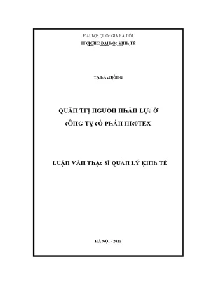 Luận văn quản trị nguồn nhân lực ở công ty cổ phần nicotex