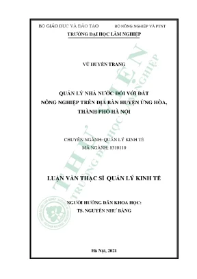 Quản lý nhà nước đối với đất nông nghiệp trên địa bàn huyện ứng hòa thành phố hà nội
