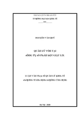 Luận văn quản lý vốn tại công ty cổ phần bột giặt lix
