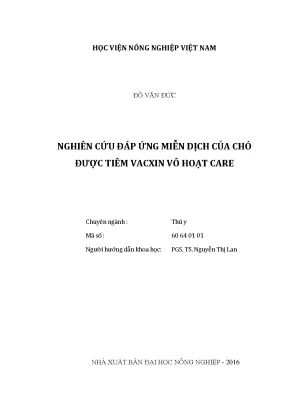 Luận văn nghiên cứu đáp ứng miễn dịch của chó được tiêm vacxin vô hoạt care