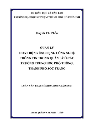 Luận văn quản lý hoạt động ứng dụng công nghệ thông tin trong quản lý ở các trường trung học phổ thông thành phố sóc trăng
