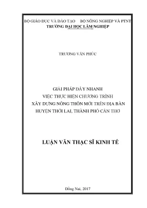 Giải pháp đẩy nhanh việc thực hiện chương trình xây dựng nông thôn mới trên địa bàn huyện thới lai thành phố cần thơ