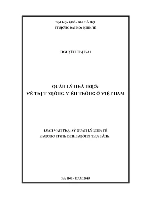 Luận văn quản lý nhà nước về thị trường viễn thông ở việt nam