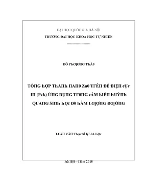 Luận văn thạc sĩ tổng hợp thanh nano zno trên đế điện cực in pcb ứng dụng trong cảm biến huỳnh quang sinh học đo hàm lượng đường vnu lvts08w