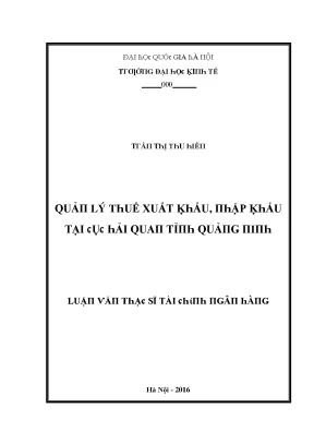 Luận văn quản lý thuế xuất khẩu nhập khẩu tại cục hải quan tỉnh quảng ninh