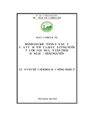 Luận văn đánh giá khả năng sản xuất của 3 tổ hợp đực lai cuối cùng tại trại giống lợn tân thái đồng hỷ thái nguyên