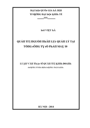Luận văn quản trị nguồn nhân lực quản lý tại tổng công ty cổ phần may 10