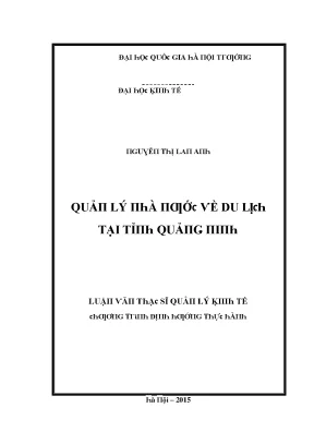 Luận văn quản lý nhà nước về du lịch tại tỉnh quảng bình