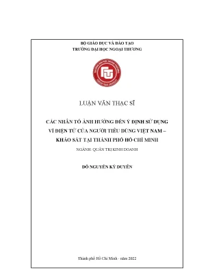 Luận văn các nhân tố ảnh hƣởng đến ý định sử dụng ví điện tử của ngƣời tiêu dùng việt nam khảo sát tại thành phố hồ chí minh