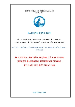 Ấp chiến lược bến tượng xã lai hưng huyện bàu bàng tỉnh bình dương từ năm 1962 đến năm 1964