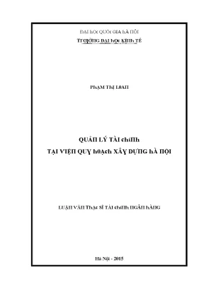 Luận văn quản lý tài chính tại viện quy hoạch xây dựng hà nội