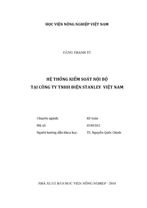 Luận văn hệ thống kiểm soát nội bộ tại công ty tnhh điện staniley việt nam