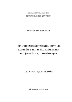 Luận văn hoàn thiện công tác kiểm soát chi bảo hiểm y tế tại bảo hiểm xã hội huyện phù cát tỉnh bình định