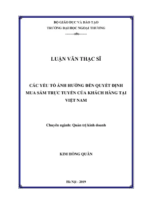 Luận văn các yếu tố ảnh hưởng đến ý định mua sắm trực tuyến của khách hàng tại việt nam