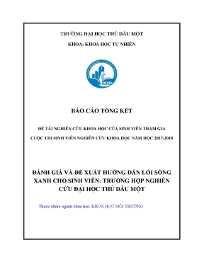 Đánh giá và đềxuất hƣớng dẫn lối sống xanh cho sinh viên trƣờng hợp nghiên cứu đại học thủdầu một