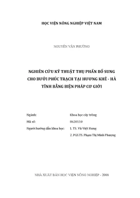 Luận văn nghiên cứu kỹ thuật thụ phấn bổ sung cho bưởi phúc trạch tại hương khê hà tĩnh bằng biện pháp cơ giới