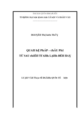 Luận văn thạc sĩ quan hệ pháp châu phi từ sau chiến tranh lạnh đến nay
