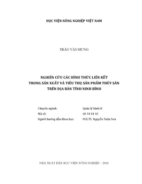 Luận văn nghiên cứu các hình thức liên kết trong sản xuất và tiêu thụ sản phẩm thủy sản trên địa bàn tỉnh ninh bình