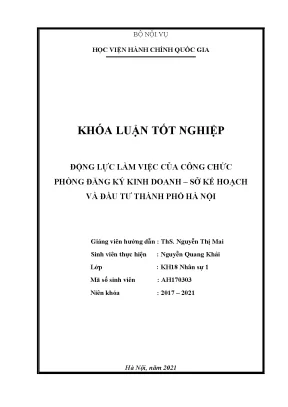 Động lực làm việc của công chức phòng đăng ký kinh doanh sở kế hoạch và đầu tư thành phố hà nội