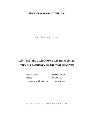 Luận văn đánh giá hiệu quả sử dụng đất nông nghiệp trên địa bàn huyện ân thi tỉnh hưng yên