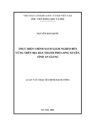 Luận văn thực hiện chính sách giảm nghèo bền vững trên địa bàn thành phố long xuyên tỉnh an giang