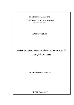 Luận văn hoàn thiện các chính sách giảm nghèo ở tỉnh quảng ninh
