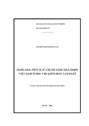 Luận văn chính sách tiền tệ của ngân hàng nhà nước việt nam trong việc kiểm soát lạm phát