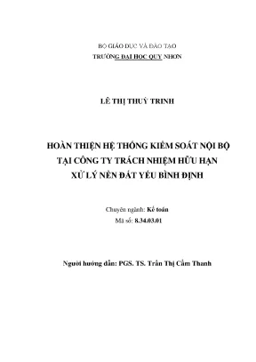 Luận văn hoàn thiện hệ thống kiểm soát nội bộ tại công ty trách nhiệm hữu hạn xử lý nền đất yếu bình định