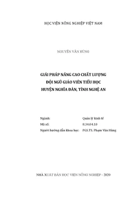 Giải pháp nâng cao chất lượng đội ngũ giáo viên tiểu học huyện nghĩa đàn tỉnh nghệ an